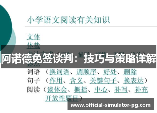 阿诺德免签谈判：技巧与策略详解