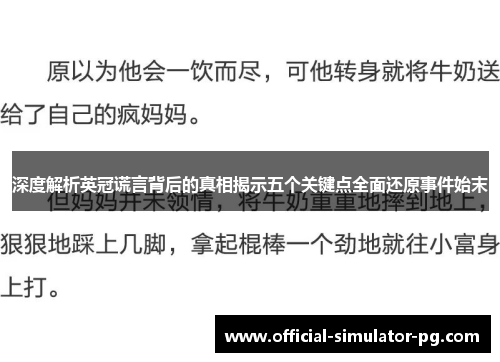 深度解析英冠谎言背后的真相揭示五个关键点全面还原事件始末